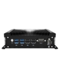 Nano-U16FL2V3 fanless mini PC front I/O with 8 USB ports and dual COM ports