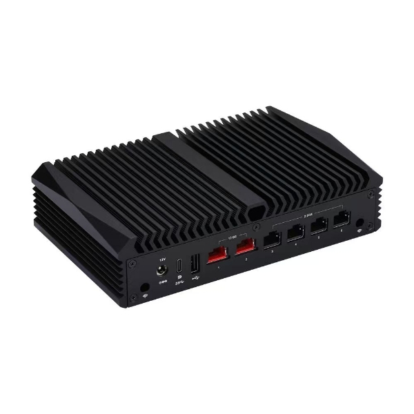 N7000L4T2 fanless network security PC rear view with six LAN ports